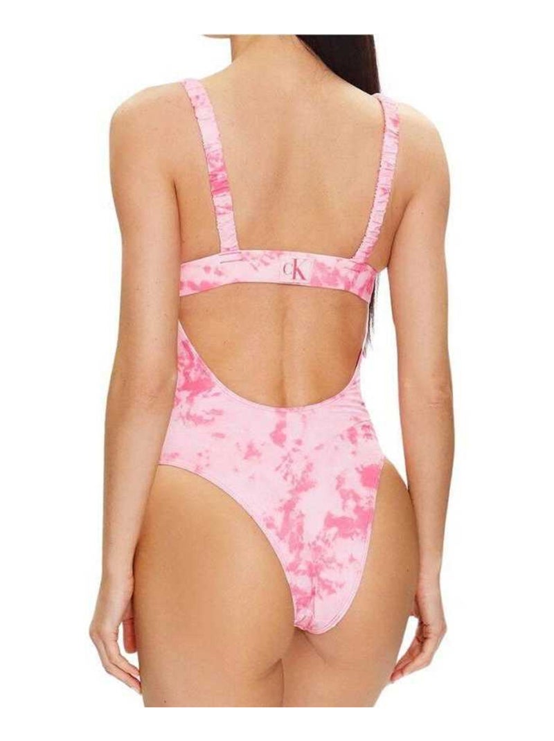 Calvin Klein - Maillot de bain 1 pièce motif/style tie-dye Rose - Kiabi