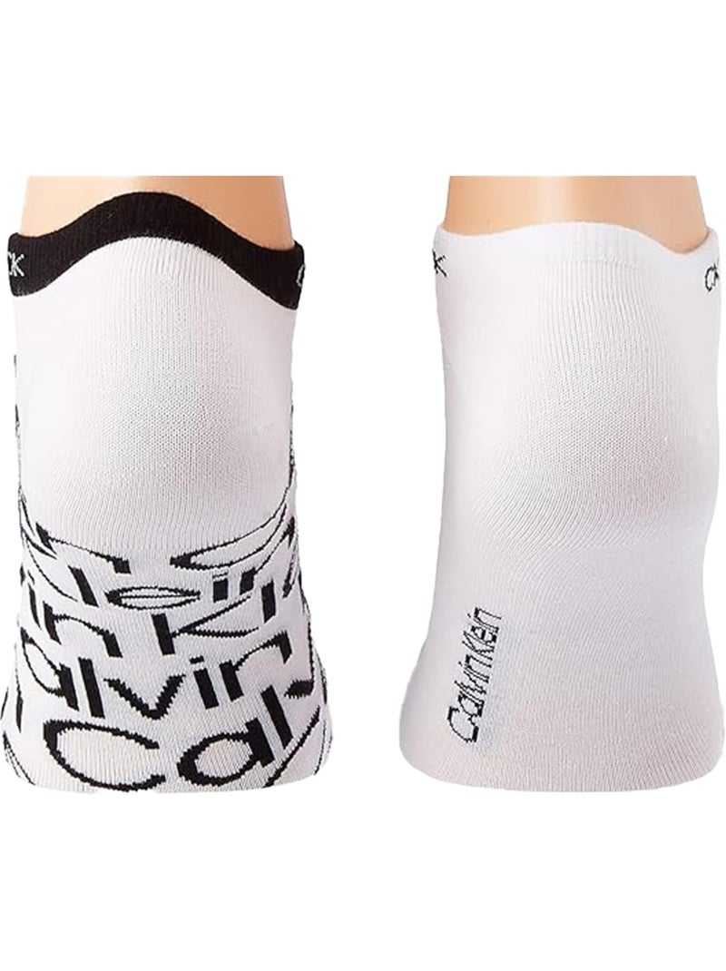 Calvin Klein - Socquettes discrètes motif/style logo Blanc Noir - Kiabi