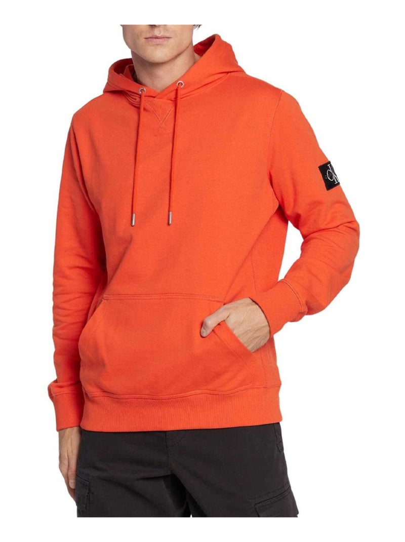 Calvin Klein - Sweat à capuche motif/style badge Orange - Kiabi