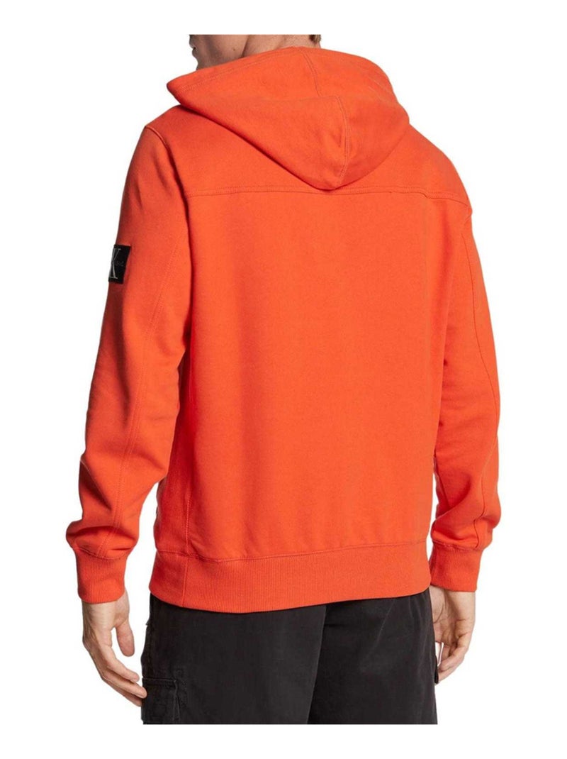 Calvin Klein - Sweat à capuche motif/style badge Orange - Kiabi
