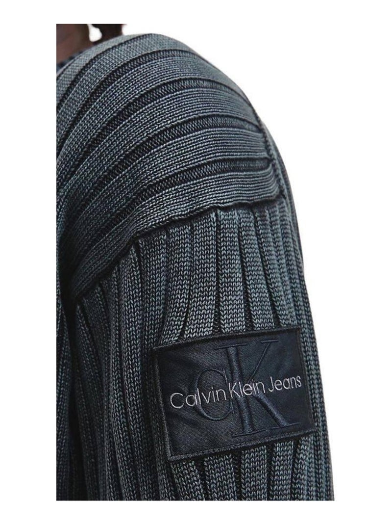 Calvin Klein - Sweat motif/style côtelé Noir Gris - Kiabi