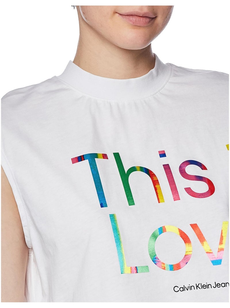 Calvin Klein - T-shirt motif/style Courte THIS IS LOVE Blanc - Kiabi