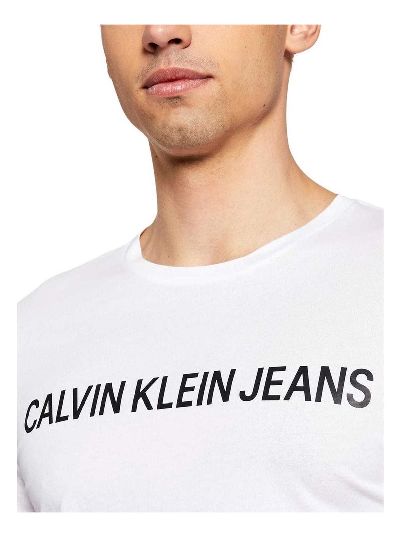 Calvin Klein - T-shirt motif/style Logo et bande JEANS Blanc - Kiabi