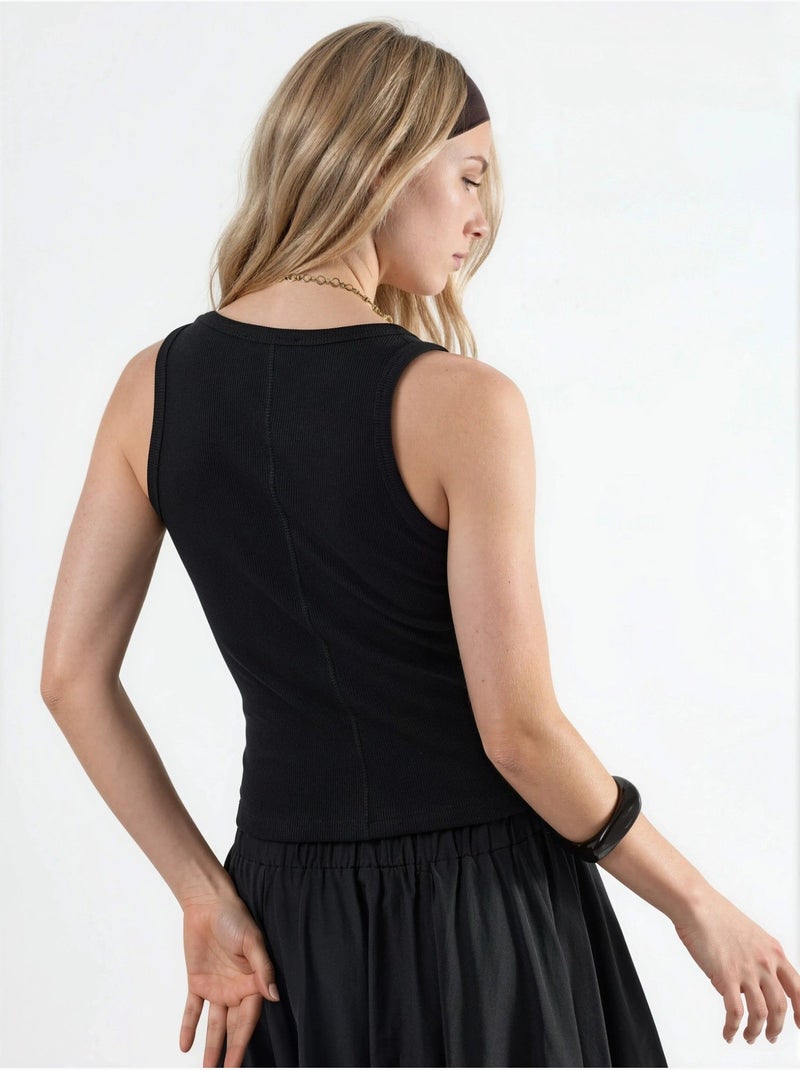 Cami côtelé en modal et coton busem Noir - Kiabi
