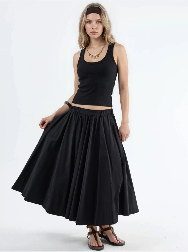 Cami côtelé en modal et coton busem Noir - Kiabi