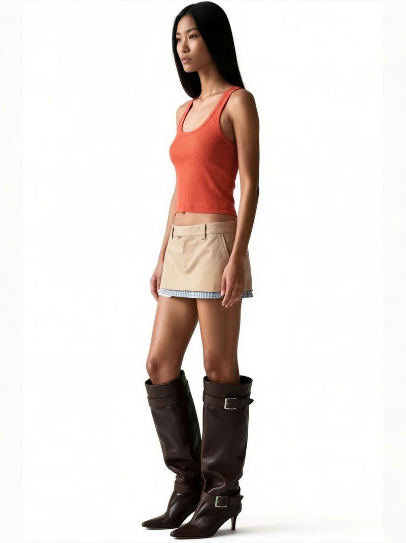 Cami côtelé en modal et coton busem Orange - Kiabi