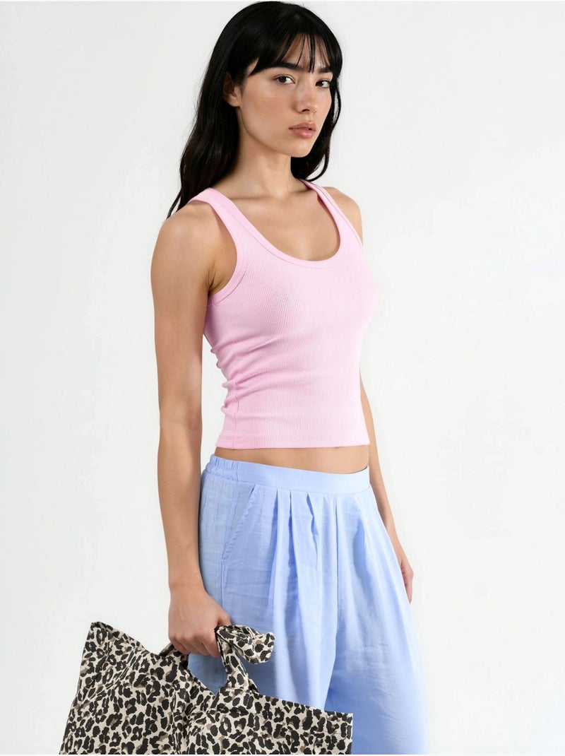 Cami côtelé en modal et coton busem Rose pâle - Kiabi