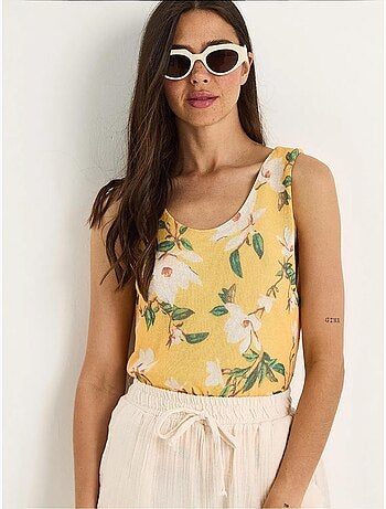 Cami fleuri en coton et élasthanne lucci
