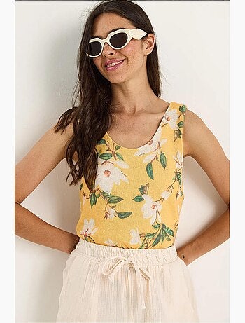 Cami fleuri en coton et élasthanne lucci