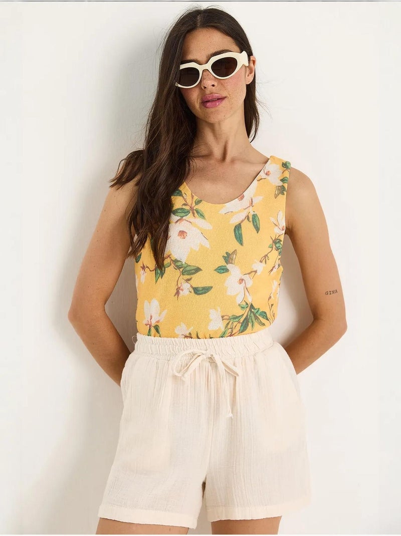 Cami fleuri en coton et élasthanne lucci Ambre - Kiabi