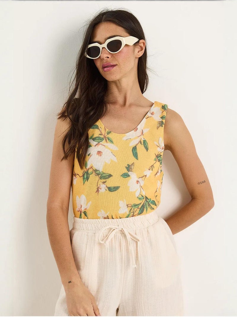 Cami fleuri en coton et élasthanne lucci Ambre - Kiabi