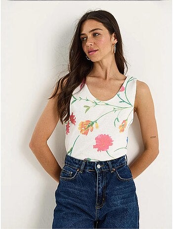 Cami fleuri en coton et élasthanne lucci