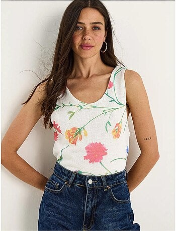 Cami fleuri en coton et élasthanne lucci