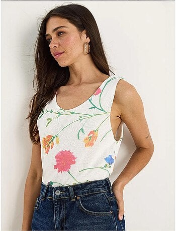 Cami fleuri en coton et élasthanne lucci