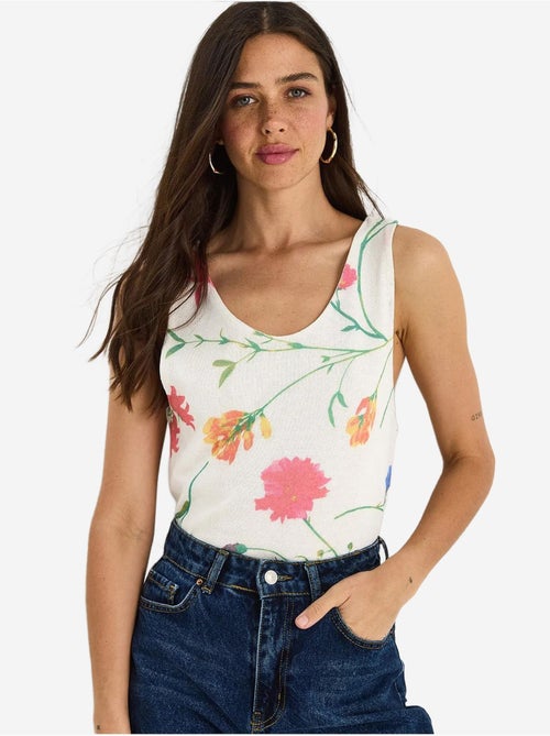 Cami fleuri en coton et élasthanne lucci - Kiabi Cami fleuri en coton et élasthanne lucci - Kiabi