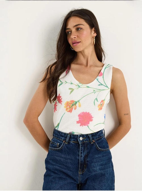 Cami fleuri en coton et élasthanne lucci - Kiabi Cami fleuri en coton et élasthanne lucci - Kiabi