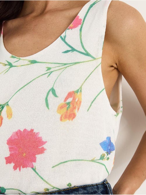 Cami fleuri en coton et élasthanne lucci - Kiabi Cami fleuri en coton et élasthanne lucci - Kiabi