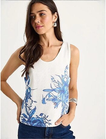 Cami fleuri en coton et élasthanne lucci
