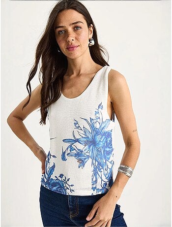 Cami fleuri en coton et élasthanne lucci