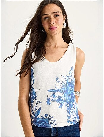 Cami fleuri en coton et élasthanne lucci