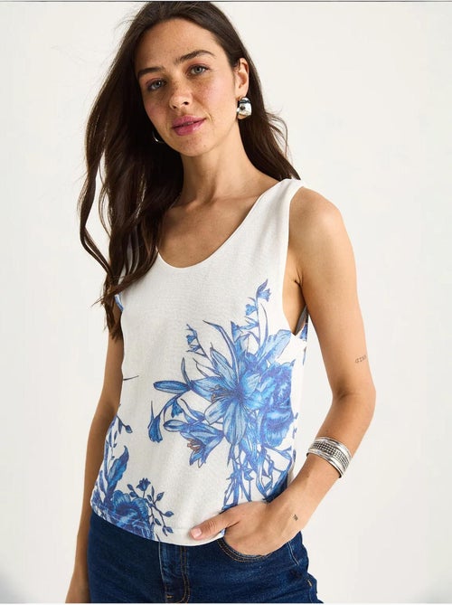 Cami fleuri en coton et élasthanne lucci - Kiabi Cami fleuri en coton et élasthanne lucci - Kiabi