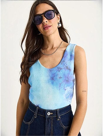 Cami fleuri en coton et élasthanne lucci