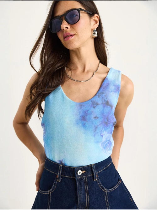 Cami fleuri en coton et élasthanne lucci - Kiabi Cami fleuri en coton et élasthanne lucci - Kiabi