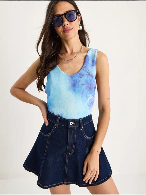 Cami fleuri en coton et élasthanne lucci - Kiabi Cami fleuri en coton et élasthanne lucci - Kiabi