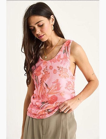 Cami fleuri en coton et élasthanne lucci