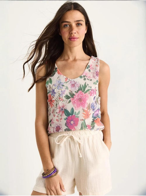 Cami fleuri en coton et élasthanne lucci - Kiabi Cami fleuri en coton et élasthanne lucci - Kiabi