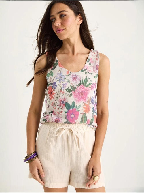 Cami fleuri en coton et élasthanne lucci - Kiabi Cami fleuri en coton et élasthanne lucci - Kiabi