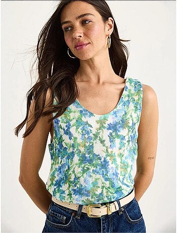 Cami fleuri en coton et élasthanne lucci