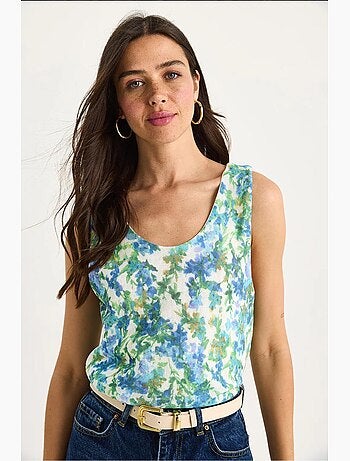 Cami fleuri en coton et élasthanne lucci