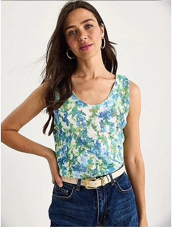 Cami fleuri en coton et élasthanne lucci