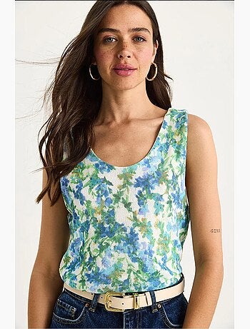 Cami fleuri en coton et élasthanne lucci