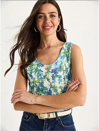 Cami fleuri en coton et élasthanne lucci