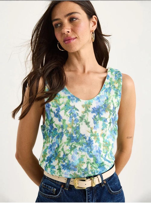 Cami fleuri en coton et élasthanne lucci - Kiabi Cami fleuri en coton et élasthanne lucci - Kiabi