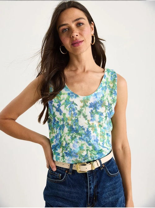Cami fleuri en coton et élasthanne lucci - Kiabi Cami fleuri en coton et élasthanne lucci - Kiabi