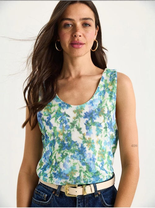 Cami fleuri en coton et élasthanne lucci - Kiabi Cami fleuri en coton et élasthanne lucci - Kiabi