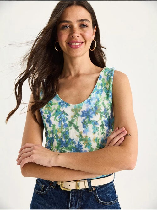 Cami fleuri en coton et élasthanne lucci - Kiabi Cami fleuri en coton et élasthanne lucci - Kiabi