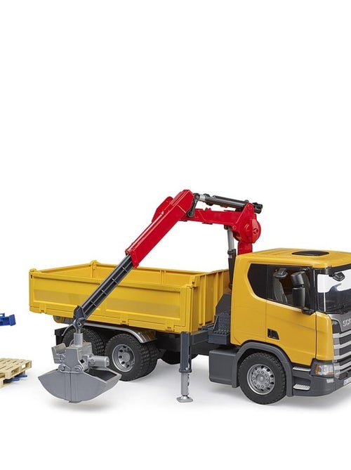 Camion de chantier Scania Super 560R avec grue et 2 palettes - Kiabi
