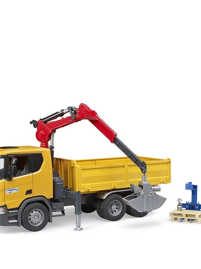 Camion de chantier Scania Super 560R avec grue et 2 palettes Jaune - Kiabi