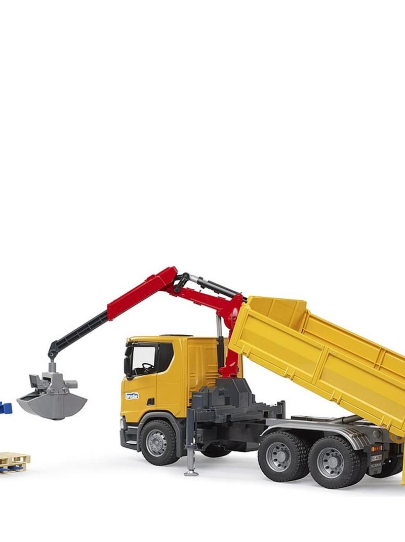 Camion de chantier Scania Super 560R avec grue et 2 palettes Jaune - Kiabi