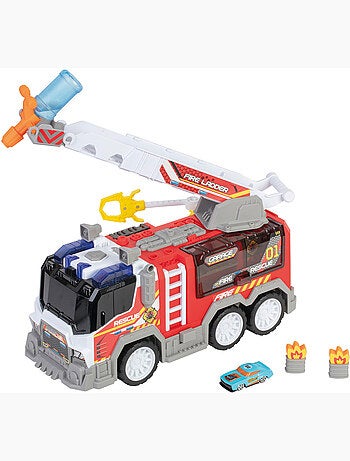 Camion de pompier avec lanceur, friction, son et lumière