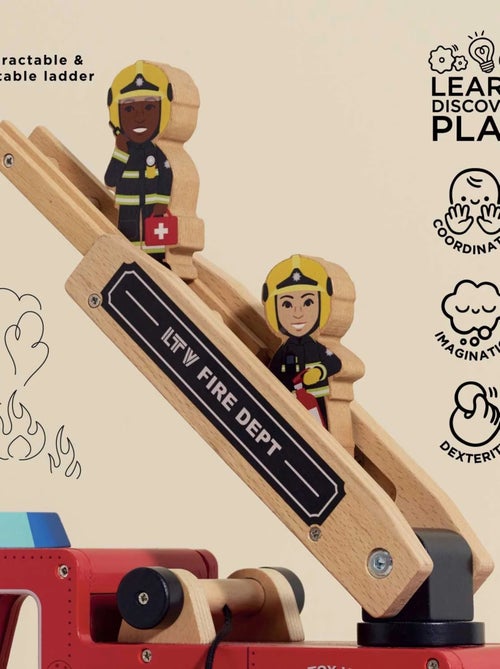 Camion de pompier en bois - Kiabi