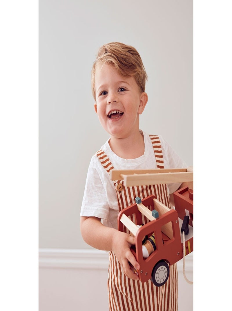 Camion de pompiers en bois Aiden en coton Rouge - Kiabi