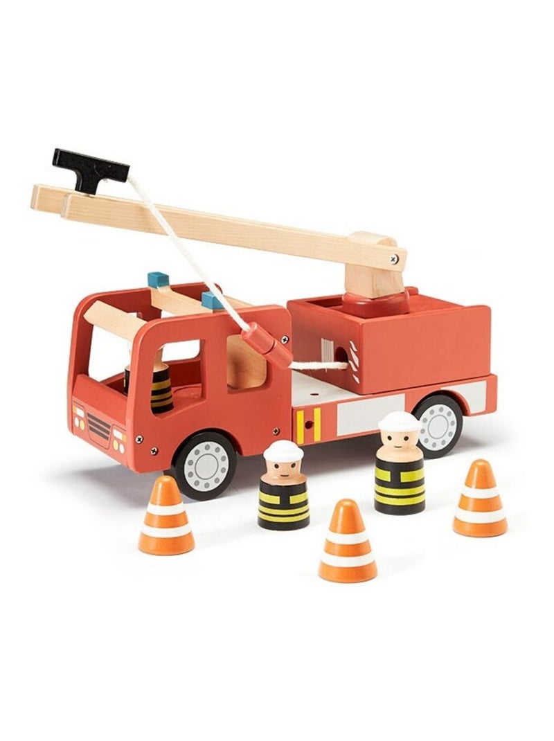 Camion de pompiers en bois Aiden en coton Rouge - Kiabi