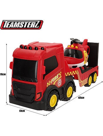 Camion de pompiers jouet teamsterz avec hélicoptère