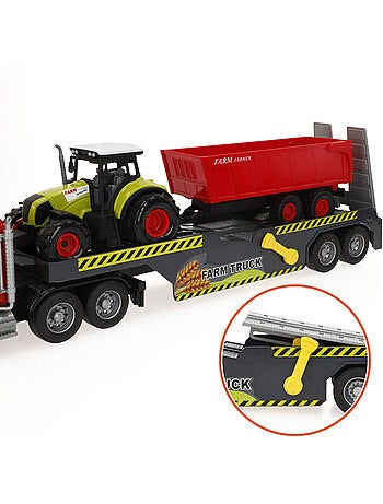 Camion de transport agricole avec son et lumière 1:14 + tracteur et remorque speed & go