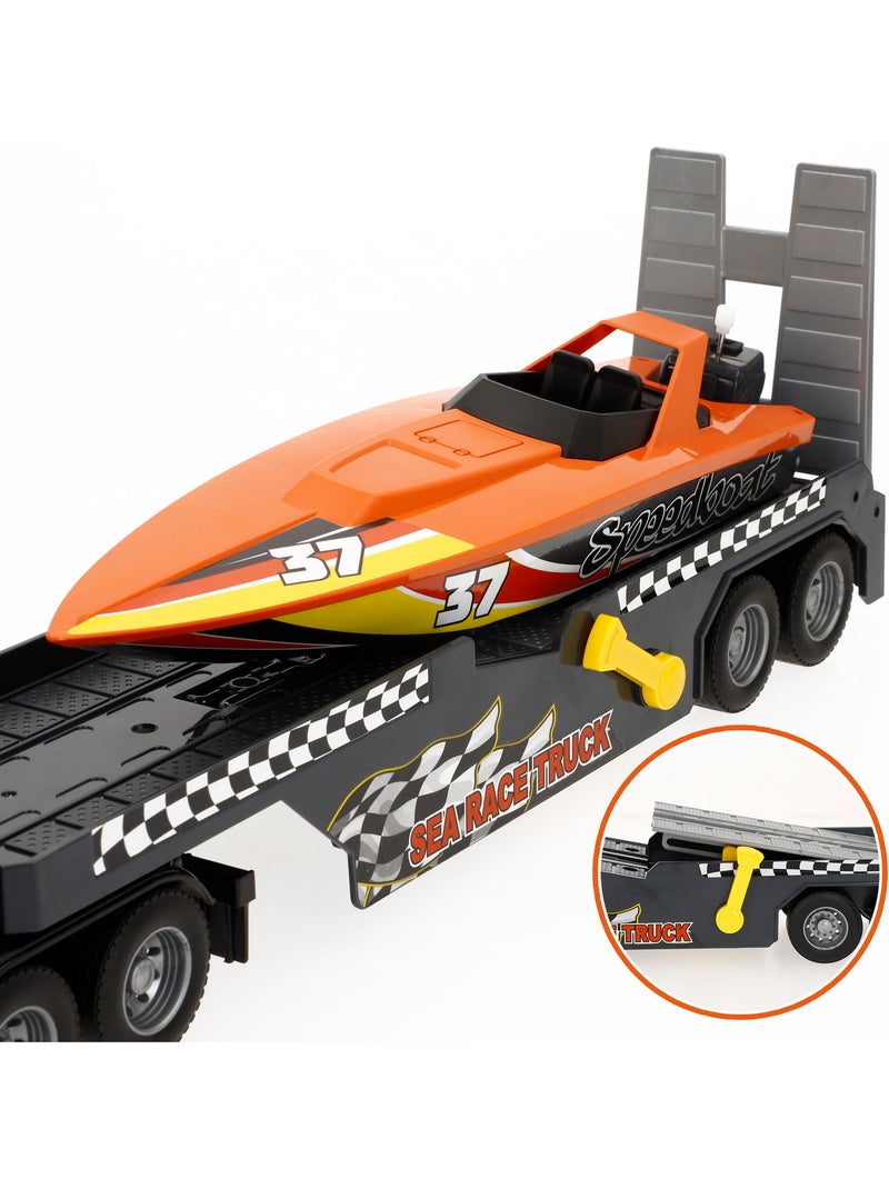 Camion de transport avec son et lumière 1:14 + bateau jouet speed & go N/A - Kiabi